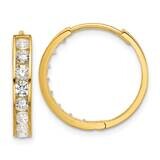 CZ 4X20mm Huggie Hoop Earrings 14k Polished Gold YE2155, MPN: YE2155,