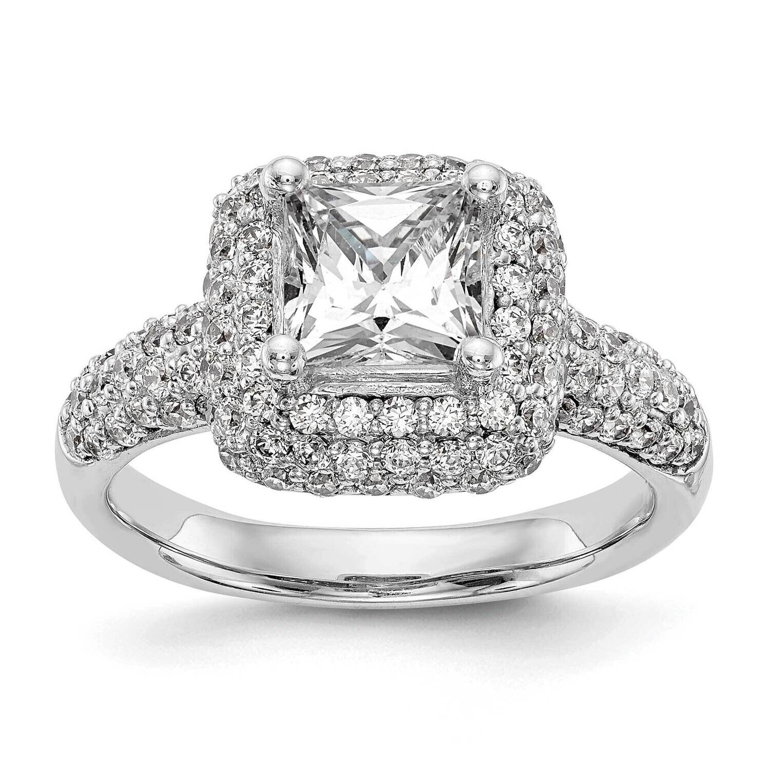 Halo Plus Holds 1 Carat 5.6mm Princess Center 1 Carat Diamond Semi-Mount Engagement Ring 14k White …