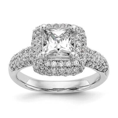 Halo Plus Holds 1 Carat 5.6mm Princess Center 1 Carat Diamond Semi-Mount Engagement Ring 14k White …