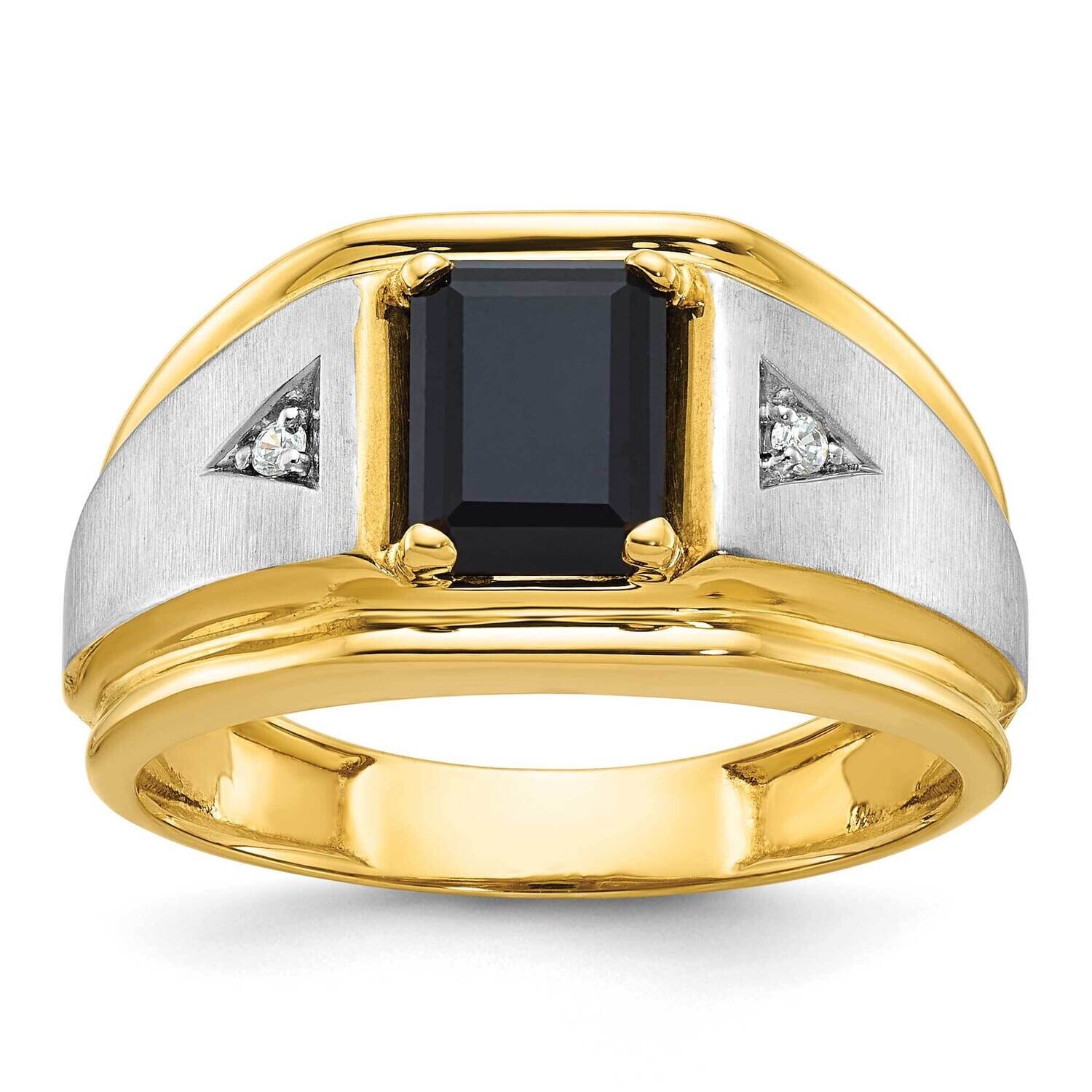 Ibgoodman Men's Satin Onyx Diamond Complete Ring 14k Two-Tone Gold B57898-4YWOX/AA
