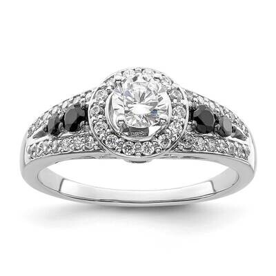 Halo Plus Peg Set 1/2 Carat Diamond Black Diamond Semi-Mount Engagement Ring 14k White Gold RM2154E…