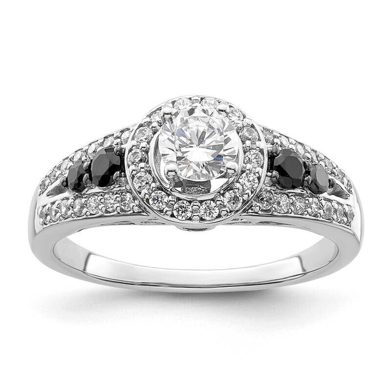 Halo Plus Peg Set 1/2 Carat Diamond Black Diamond Semi-Mount Engagement Ring 14k White Gold RM2154E…