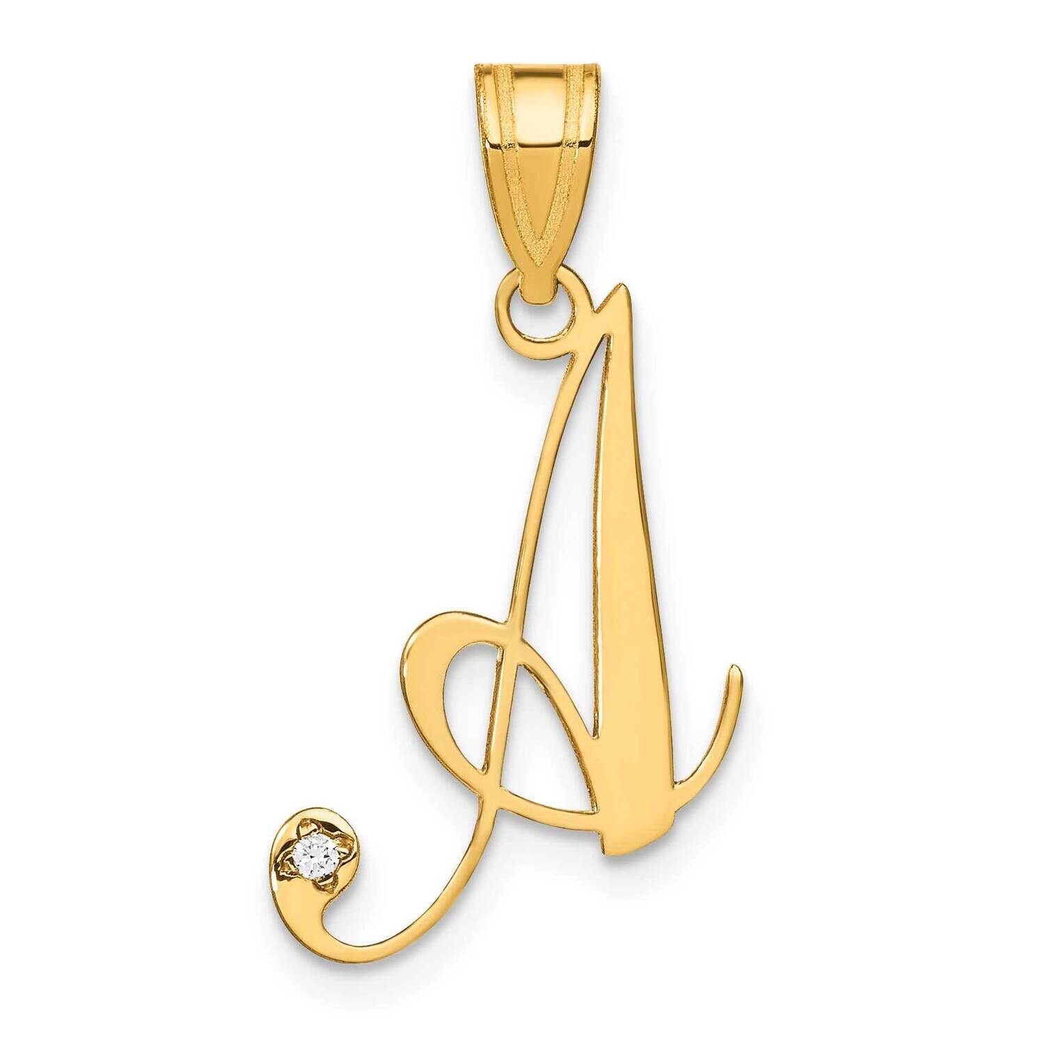 Script Letter A Initial Pendant Diamond 14k Gold YC252A, MPN: YC252A,