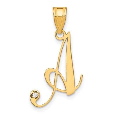 Script Letter A Initial Pendant Diamond 14k Gold YC252A, MPN: YC252A,