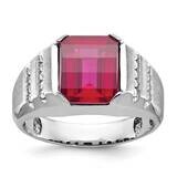 Ibgoodman Men&#39;s Created Ruby 1/5 Carat Diamond Complete Ring 14k White Gold B52002-4WCR/AA by IBGoo…