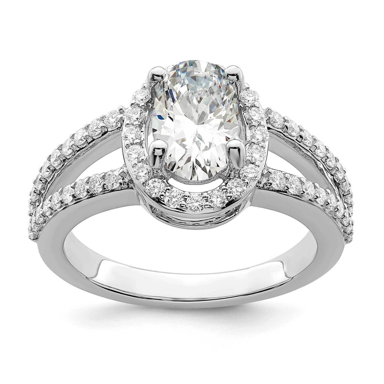 Halo Plus Holds 2 Carat 9.5 x 7 Inch.0mm Oval Center 1/2 Carat Diamond Semi-Mount Engagement Ring 1…