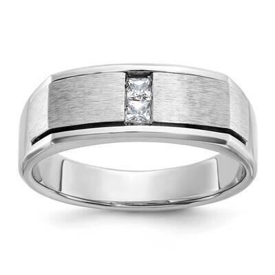 Ibgoodman Men&#39;s Polished Antiqued Satin 1/10 Carat Aa Quality Diamond Ring 14k White Gold B63418-4W…