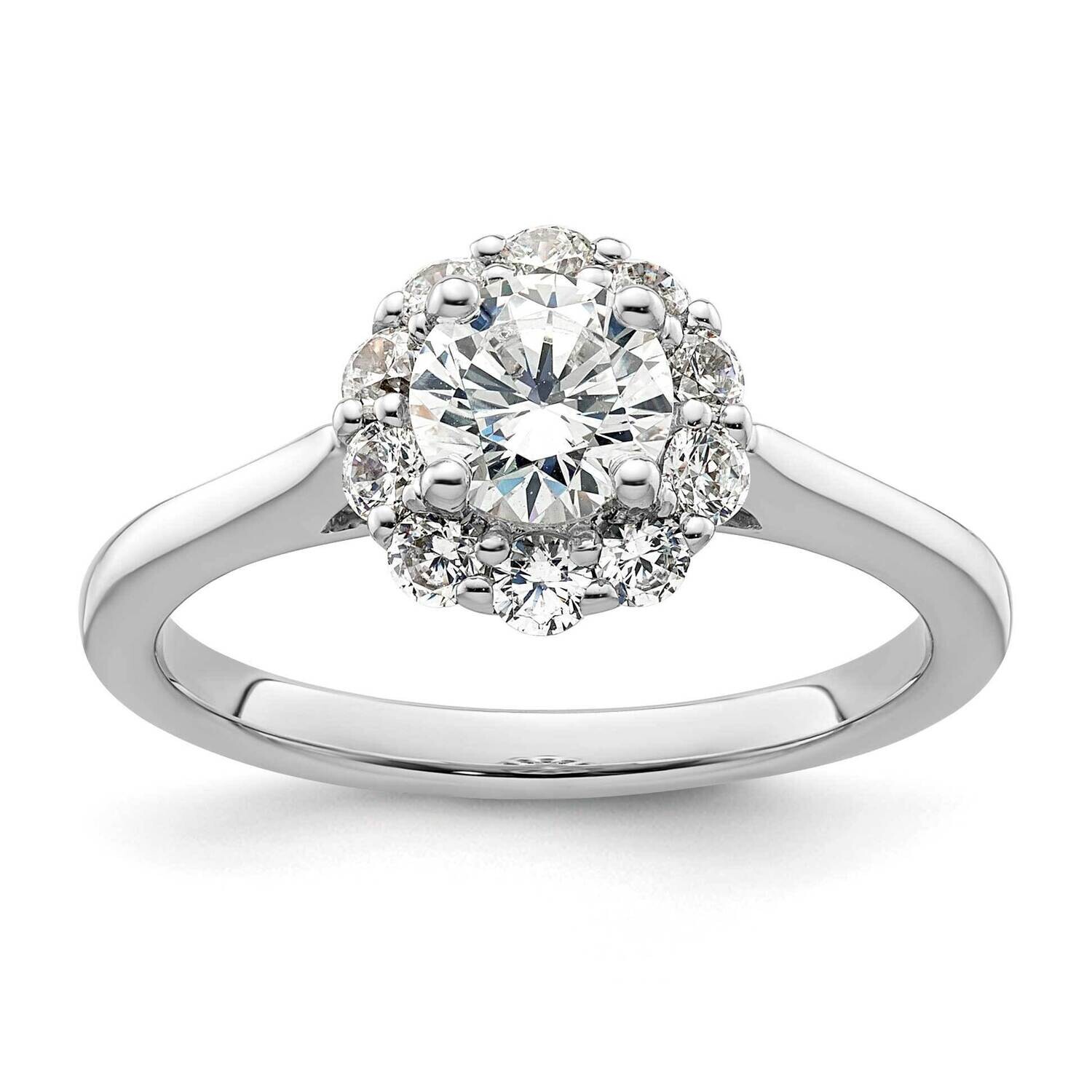 Halo Holds 3/4 Carat 5.8mm Round Center 1/2 Carat Diamond Semi-Mount Engagement Ring 14k White Gold…