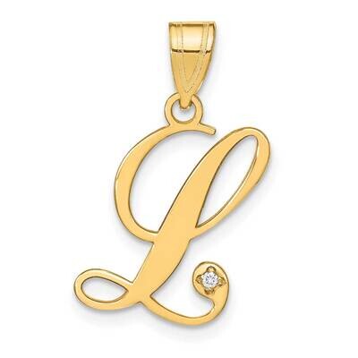 Script Letter L Initial Pendant Diamond 14k Gold YC252L, MPN: YC252L,