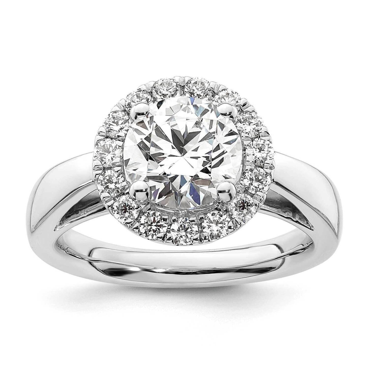 Halo Holds 2 Carat 8.2mm Round Center 1/2 Carat Diamond Semi-Mount Engagement Ring 14k White Gold R…