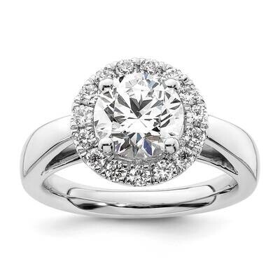 Halo Holds 2 Carat 8.2mm Round Center 1/2 Carat Diamond Semi-Mount Engagement Ring 14k White Gold R…