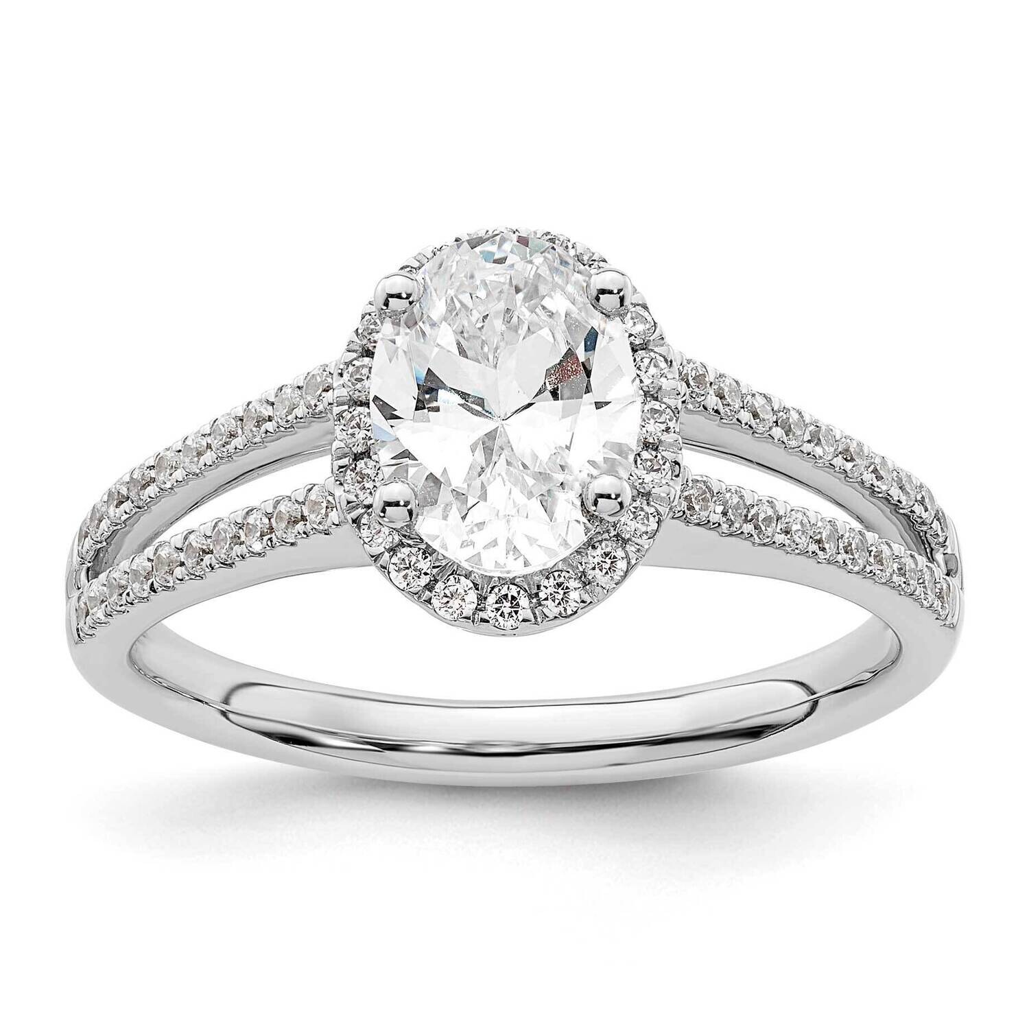 Halo Plus Holds 3/4 Carat 7.5X5.0mm Oval Center 1/3 Carat Diamond Semi-Mount Engagement Ring 14k Wh…
