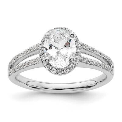 Halo Plus Holds 3/4 Carat 7.5X5.0mm Oval Center 1/3 Carat Diamond Semi-Mount Engagement Ring 14k Wh…