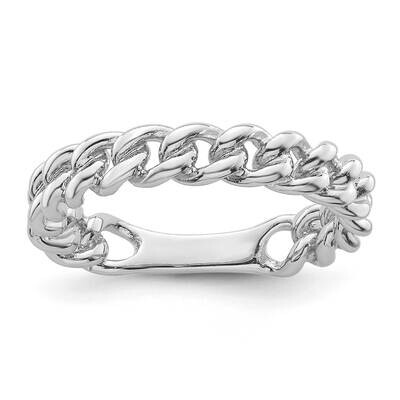 Polished Chain Link Ring Sterling Silver Rhodium-Plated QR7517-8, MPN: QR7517-8,