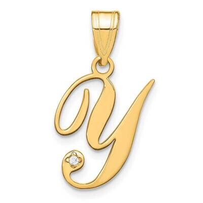 Script Letter Y Initial Pendant Diamond 14k Gold YC252Y, MPN: YC252Y,