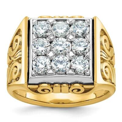 Ibgoodman Men&#39;s Polished Textured Scroll Design 2 Carat Aa Quality Diamond Square Cluster Ring 14k …