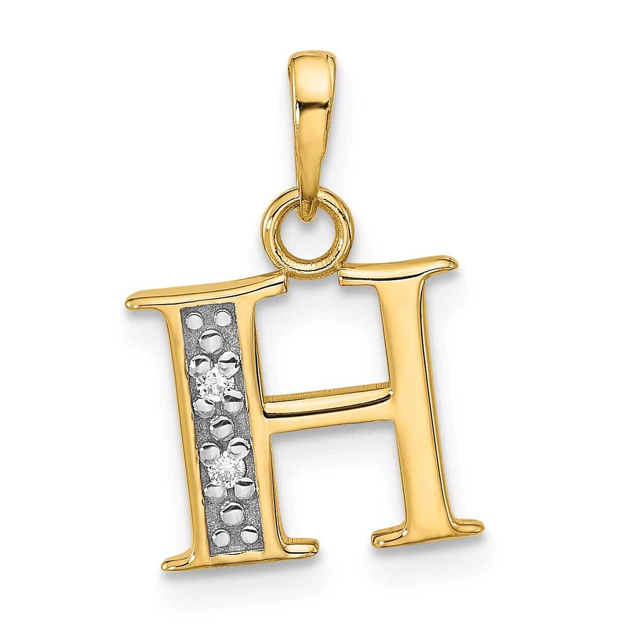 Diamond Letter H Initial Pendant 14k Gold With Rhodium YC1541H