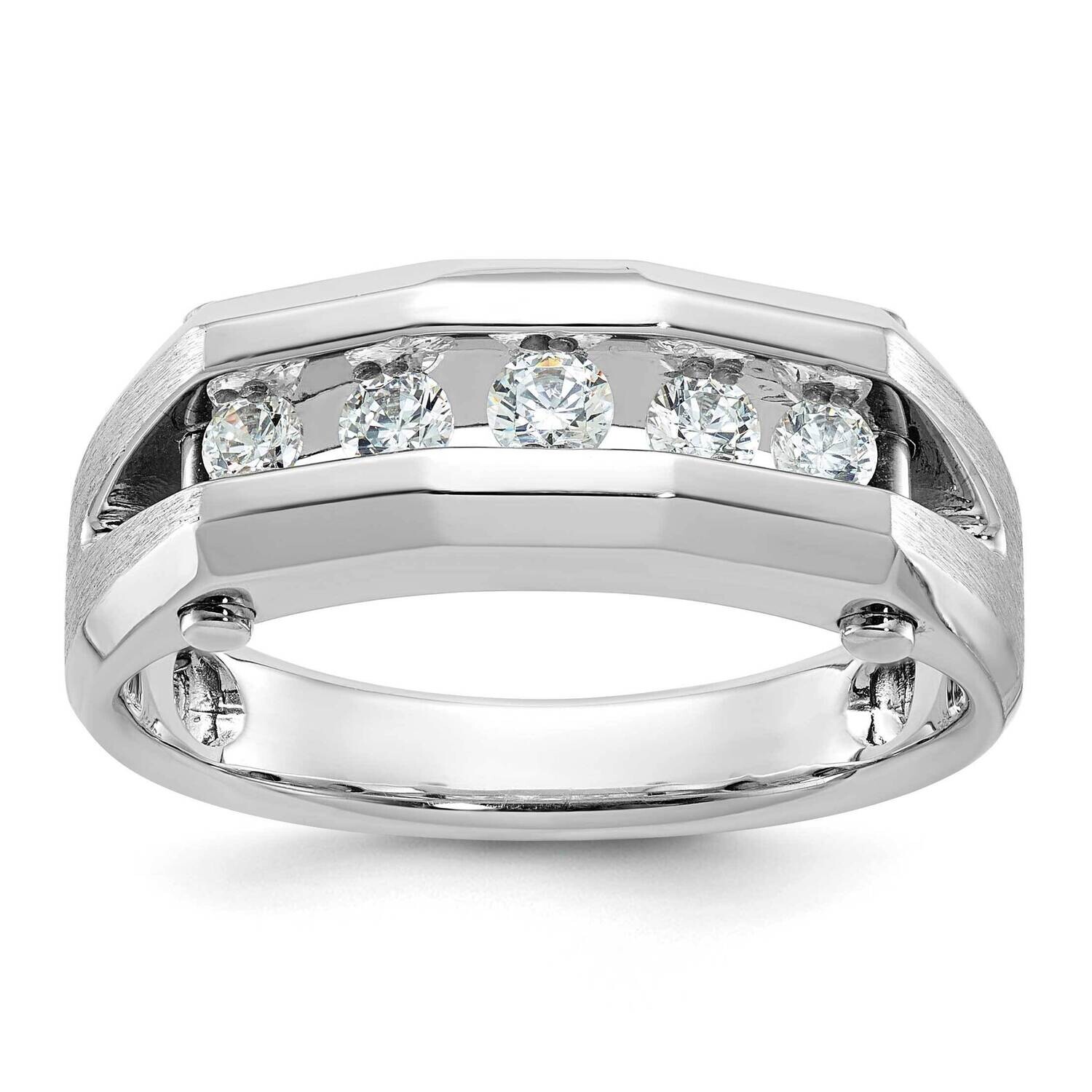 Ibgoodman Men&#39;s Polished Satin 5-Stone 3/4 Carat Aa Quality Diamond Ring 14k White Gold B63601-4WAA…