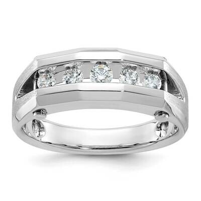 Ibgoodman Men&#39;s Polished Satin 5-Stone 3/4 Carat Aa Quality Diamond Ring 14k White Gold B63601-4WAA…