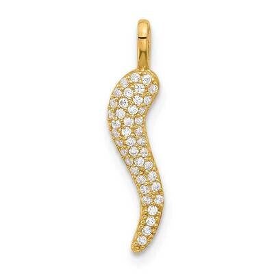 CZ Small Italian Horn Pendant 14k Polished Gold YC1584 by Men&#39;s Jewelry and Accessories, MPN: YC158…
