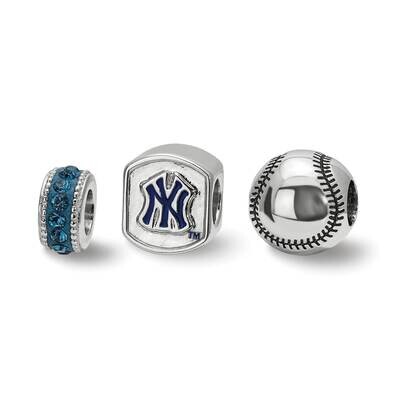 New York Yankess 3 Bead Set Sterling Silver YAN3BDBASE-SS, MPN: YAN3BDBASE-SS, 634401803696