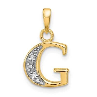 Diamond Letter G Initial Pendant 14k Gold With Rhodium YC1541G, MPN: YC1541G,