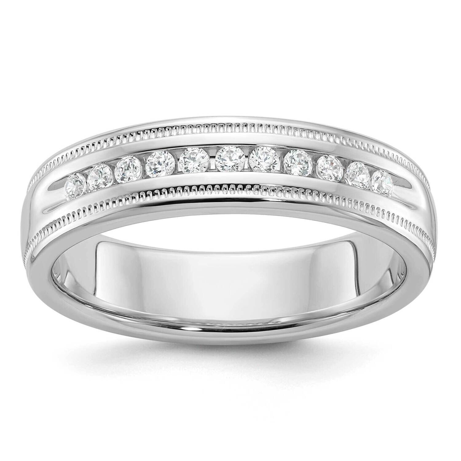 Ibgoodman Men&#39;s Polished Milgrain 11-Stone 1/4 Carat Aa Quality Diamond Ring 14k White Gold B90523-…