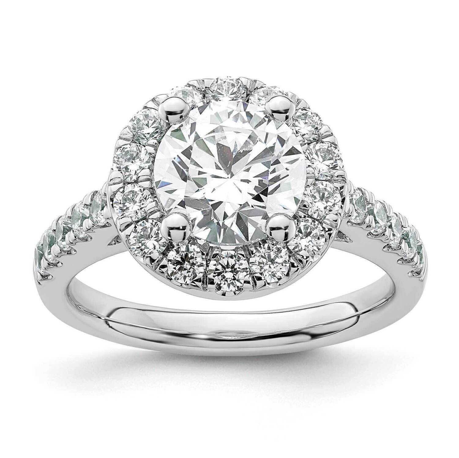 Halo Holds 2 Carat 8.2mm Round Center 7/8 Carat Diamond Semi-Mount Engagement Ring 14k White Gold R…