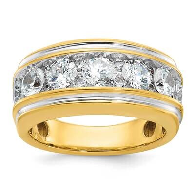 Ibgoodman Men&#39;s Polished Grooved 3 Carat Aa Quality Diamond Ring 14k Gold White Rhodium B64268-4YAA…