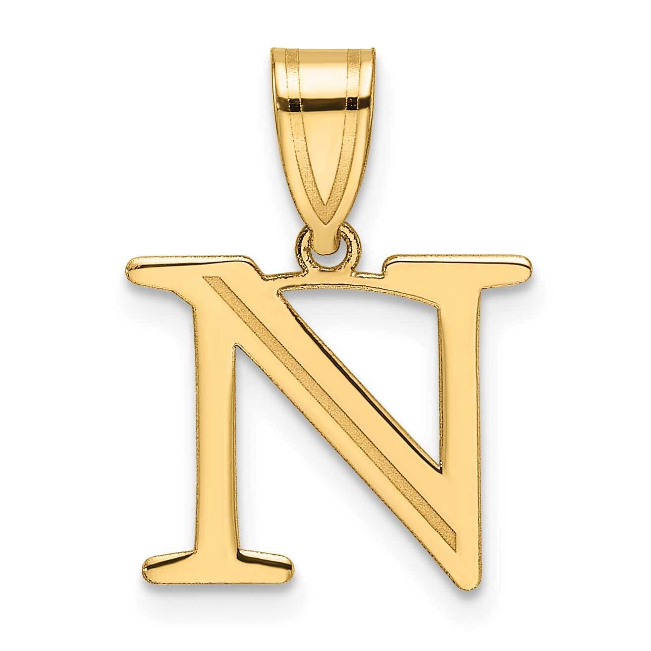 Etched Letter N Initial Pendant 14k Polished Gold YC1539N, MPN: YC1539N,