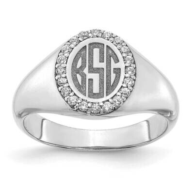 Rhodium-Plated Large Diamond Oval Classic Monogram Signet Ring Sterling Silver XNR108SS, MPN: XNR10…