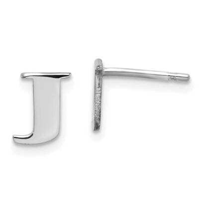 Letter J Initial Post Earrings Sterling Silver Rhodium-Plated XNE46SS/J, MPN: XNE46SS/J,