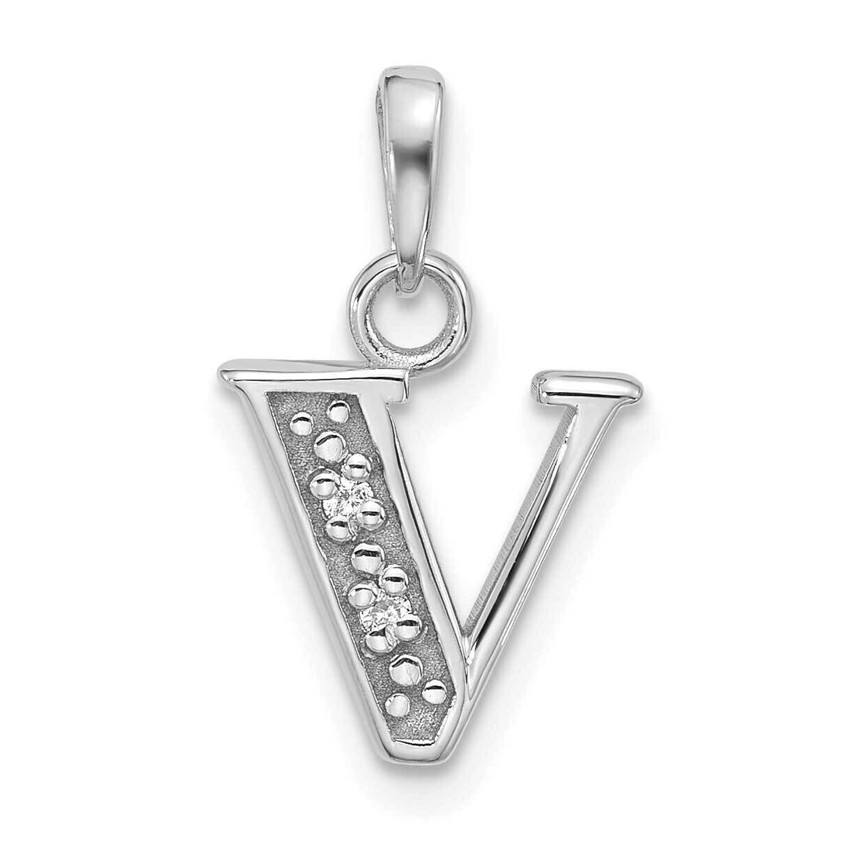 Diamond Letter V Initial Pendant 14k White Gold YC1541WV, MPN: YC1541WV,