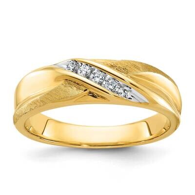 Ibgoodman Men&#39;s Polished Satin X 1/10 Carat Aa Quality Diamond Ring 14k Gold White Rhodium B58125-4…