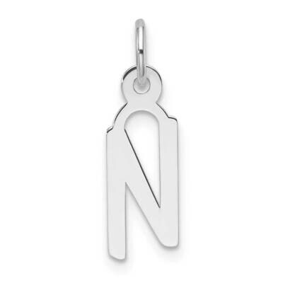 Slanted Block Letter N Initial Charm 14k White Gold YC1526N, MPN: YC1526N,