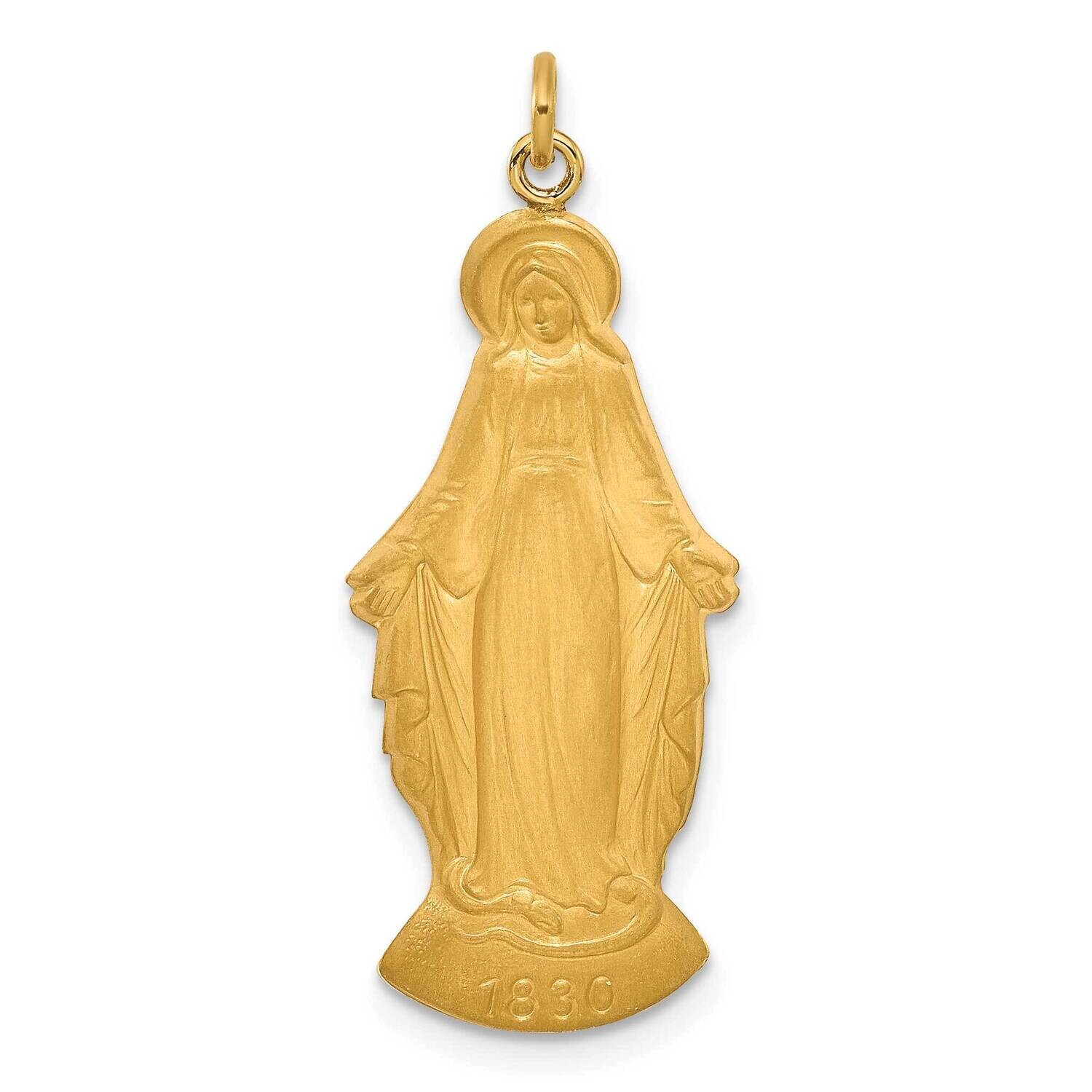 Hollow Miraculous Mary Plain Back Figure Charm 14k Gold XR2125 by Men&#39;s Jewelry and Accessories, MP…