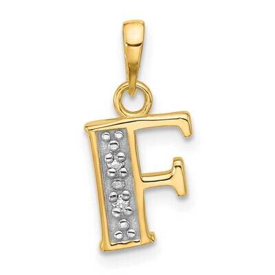 Diamond Letter F Initial Pendant 14k Gold With Rhodium YC1541F, MPN: YC1541F,