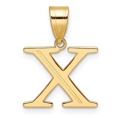 Etched Letter X Initial Pendant 14k Polished Gold YC1539X, MPN: YC1539X,