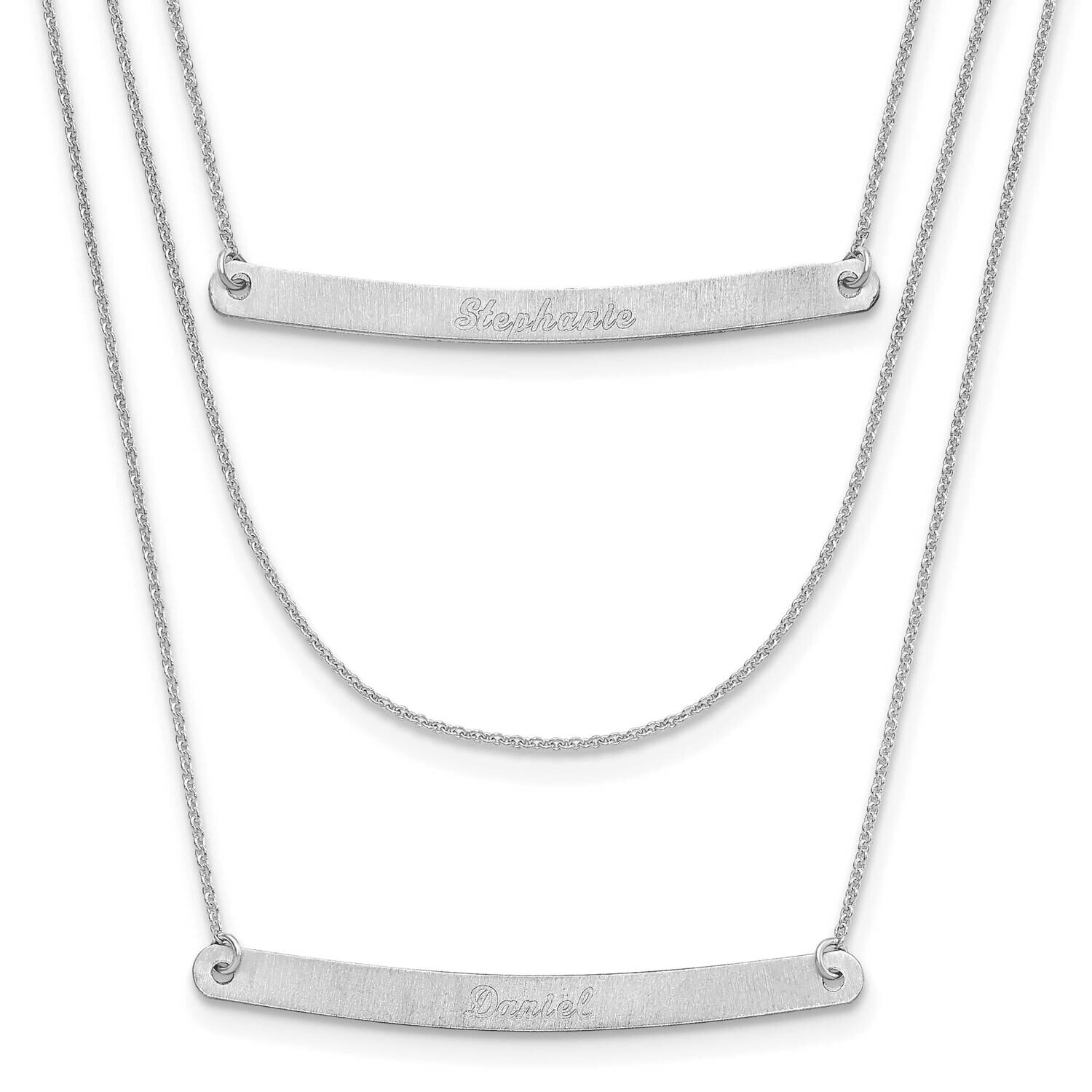 Brushed 3 Chain 2 Bars Necklace 14k White Gold XNA652W