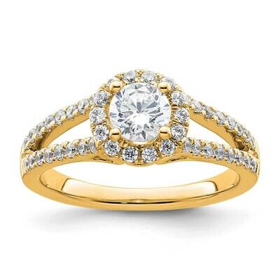 Round Diamond Semi-Mount Halo Engagement Ring 14k Gold RM2141E-050-YAA, MPN: RM2141E-050-YAA,