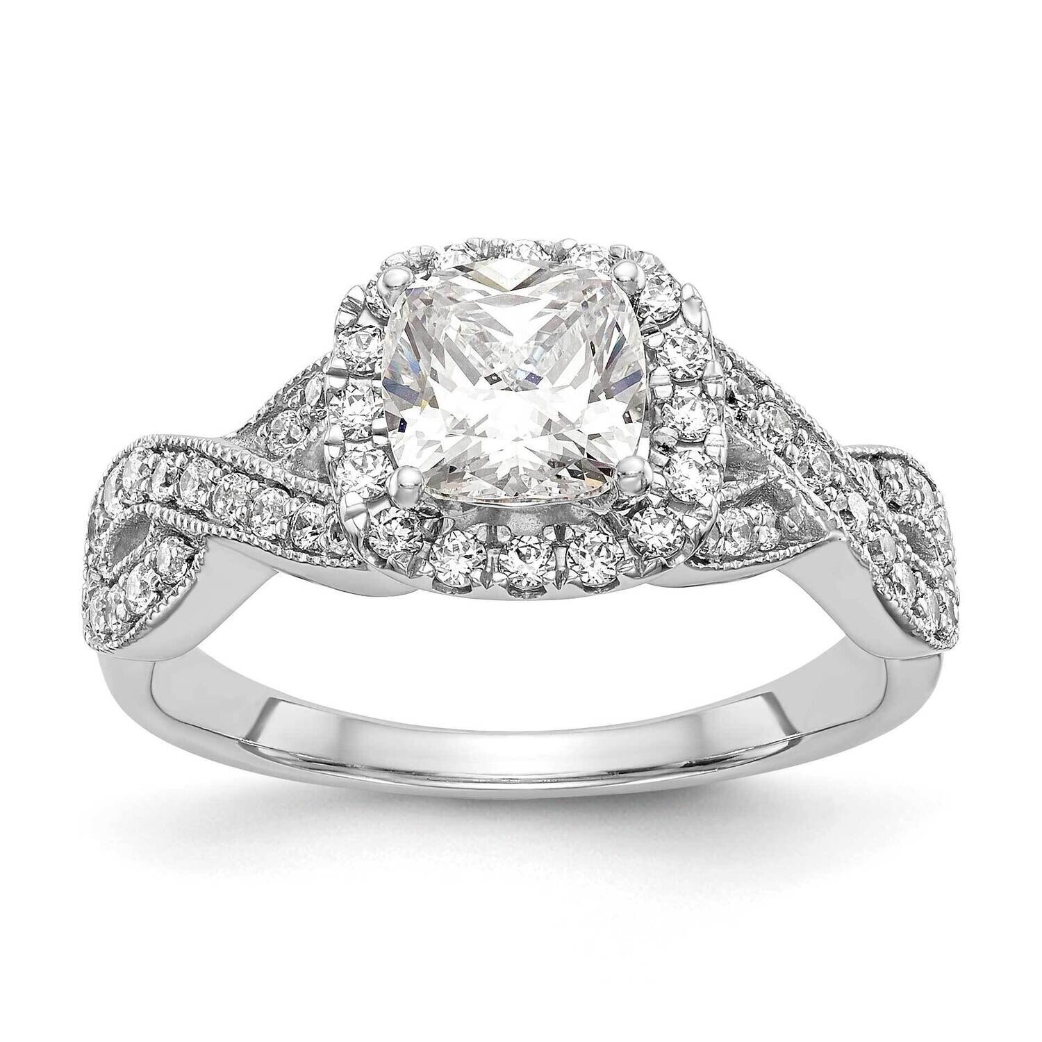 Halo Plus Holds 1 Carat 6.2mm Cushion Center 3/8 Carat Diamond Semi-Mount Engagement Ring 14k White…