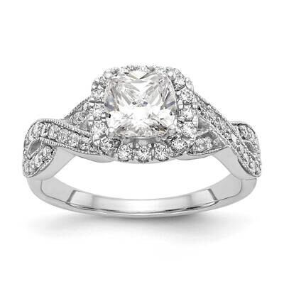Halo Plus Holds 1 Carat 6.2mm Cushion Center 3/8 Carat Diamond Semi-Mount Engagement Ring 14k White…