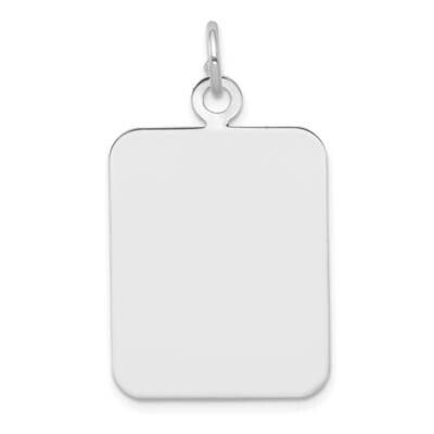 Plain Rectangular .027 Gauge Engravable Disc Charm 14k White Gold XWM320/27, MPN: XWM320/27,