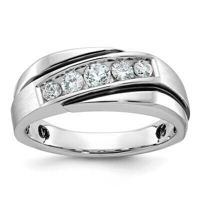 Ibgoodman Black Rhodium Men&#39;s Polished Satin Grooved 1/2 Carat Aa Quality Diamond Ring 14k White Go…