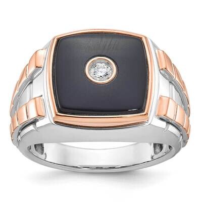 White/Rose Ibgoodman Men&#39;s Onyx 1/10 Carat Diamond Complete Ring 14k Two-Tone Gold B52075-4WROX/AA …