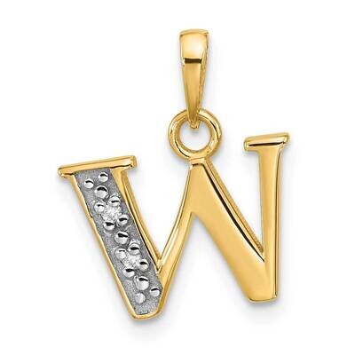 Diamond Letter W Initial Pendant 14k Gold With Rhodium YC1541W, MPN: YC1541W,
