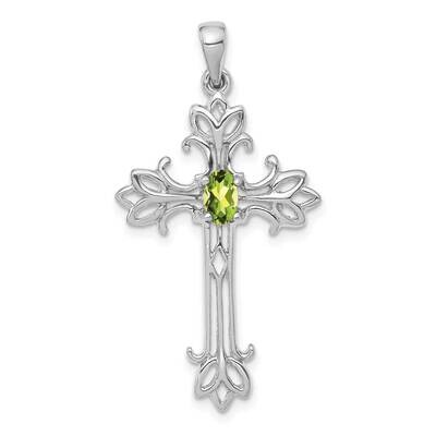 5X3mm Oval Peridot Cross Pendant 14k White Gold XP1775WPE, MPN: XP1775WPE, 883957203690