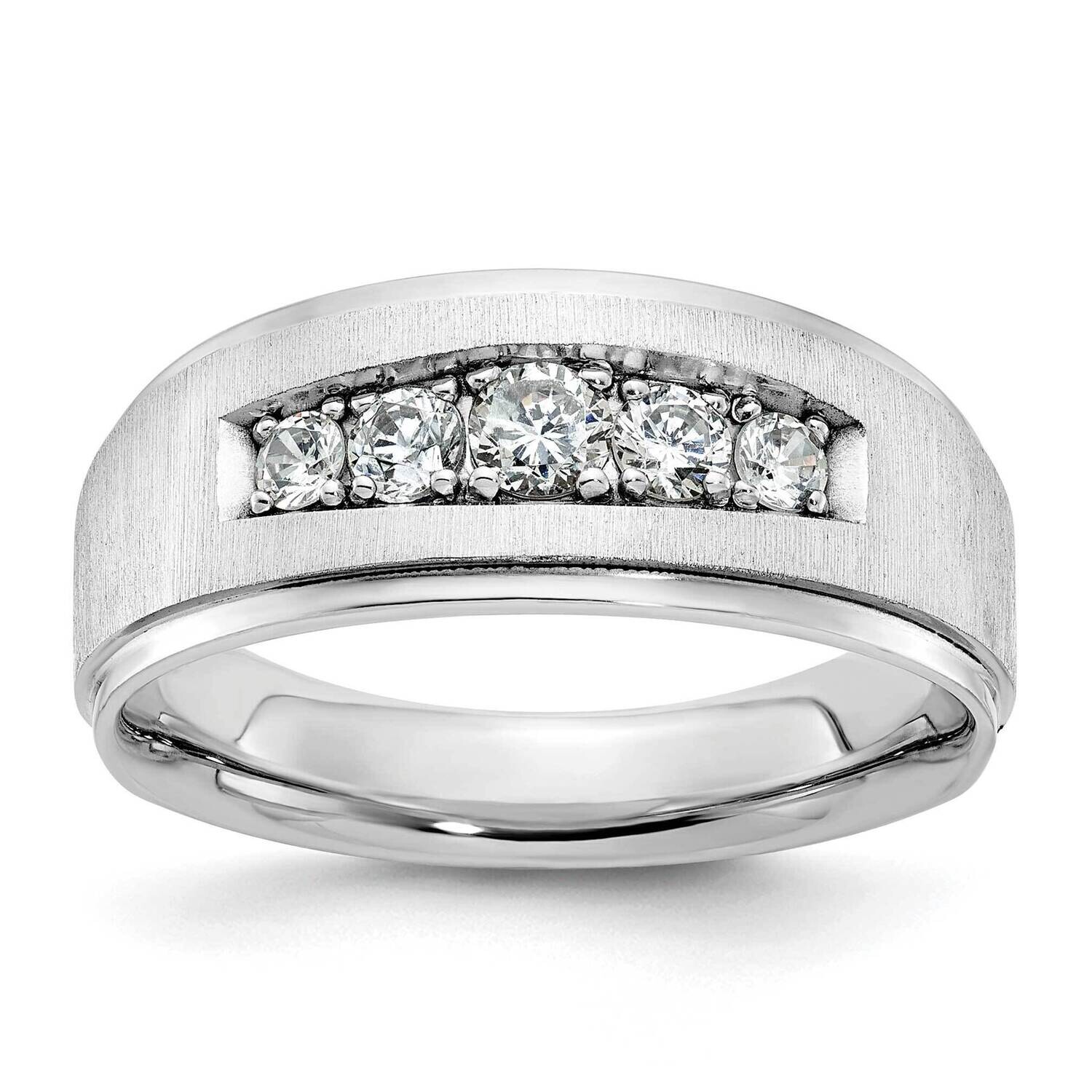 Ibgoodman Men&#39;s Polished Brushed 5-Stone 1/2 Carat Aa Quality Diamond Ring 14k White Gold B58075-4W…