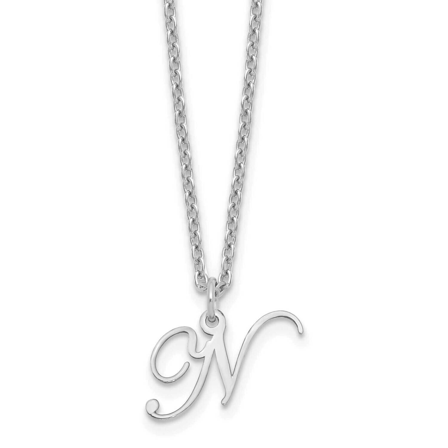 Letter N Initial Necklace Sterling Silver Rhodium-Plated XNA756SS/N, MPN: XNA756SS/N,