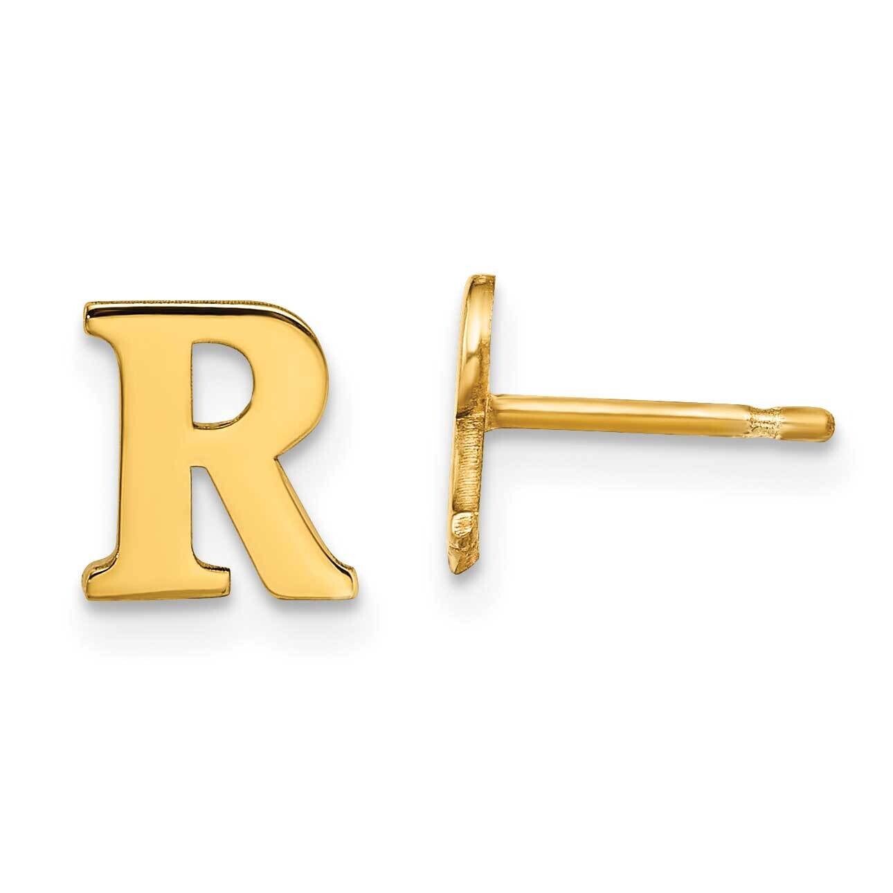 Gold-Plated Letter R Initial Post Earrings Sterling Silver XNE46GP/R